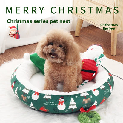 Christmas Round Pet Nest