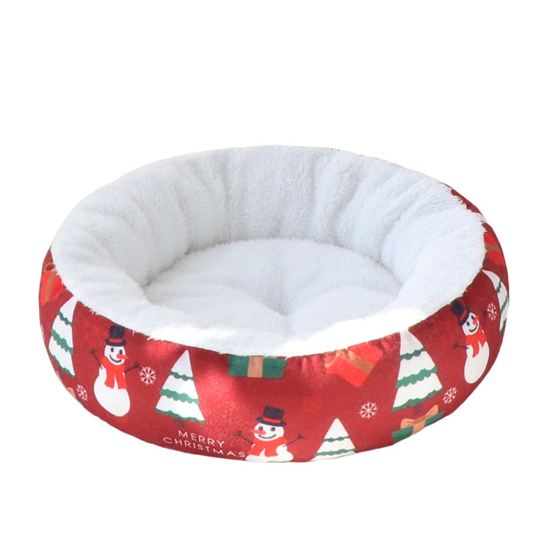Christmas Round Pet Nest